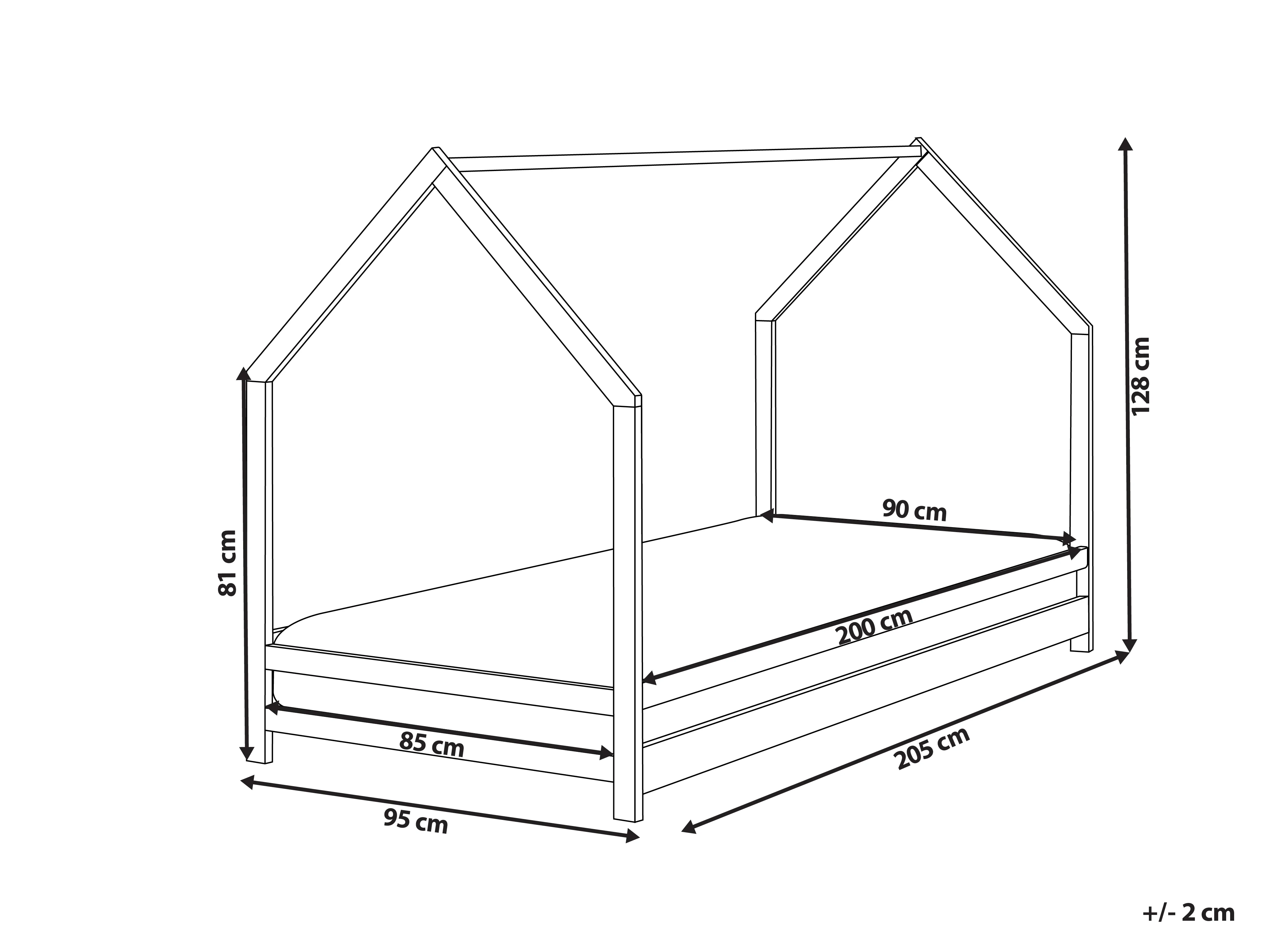 Kinderbed Huis Dennenhout APPY 90 x 200 cm Wit