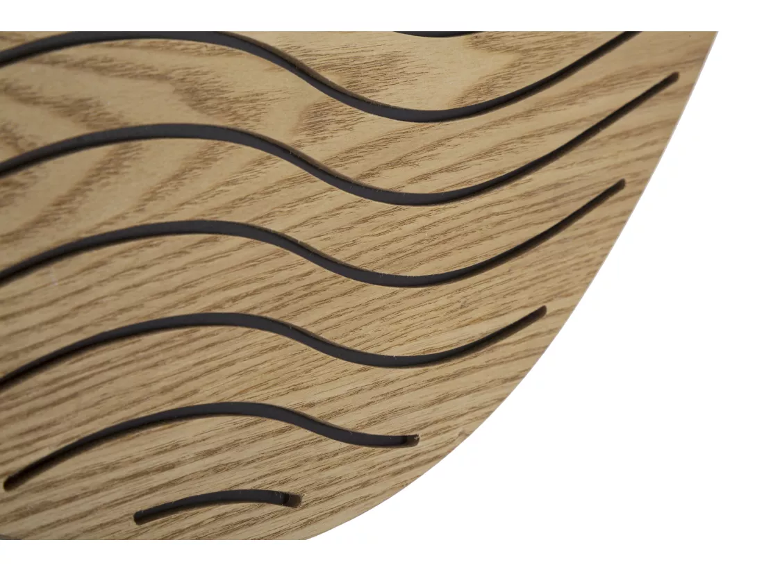 Miroir mural rond avec décoration en bois Inspirée des Vagues - 50x1,5x80 cm