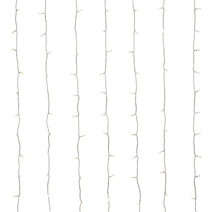 Guirlande lumineuse rideaux intérieur et extérieur 240 LED blanc chaud IP20 et IP44 3.6W L.1.5m câble transparent