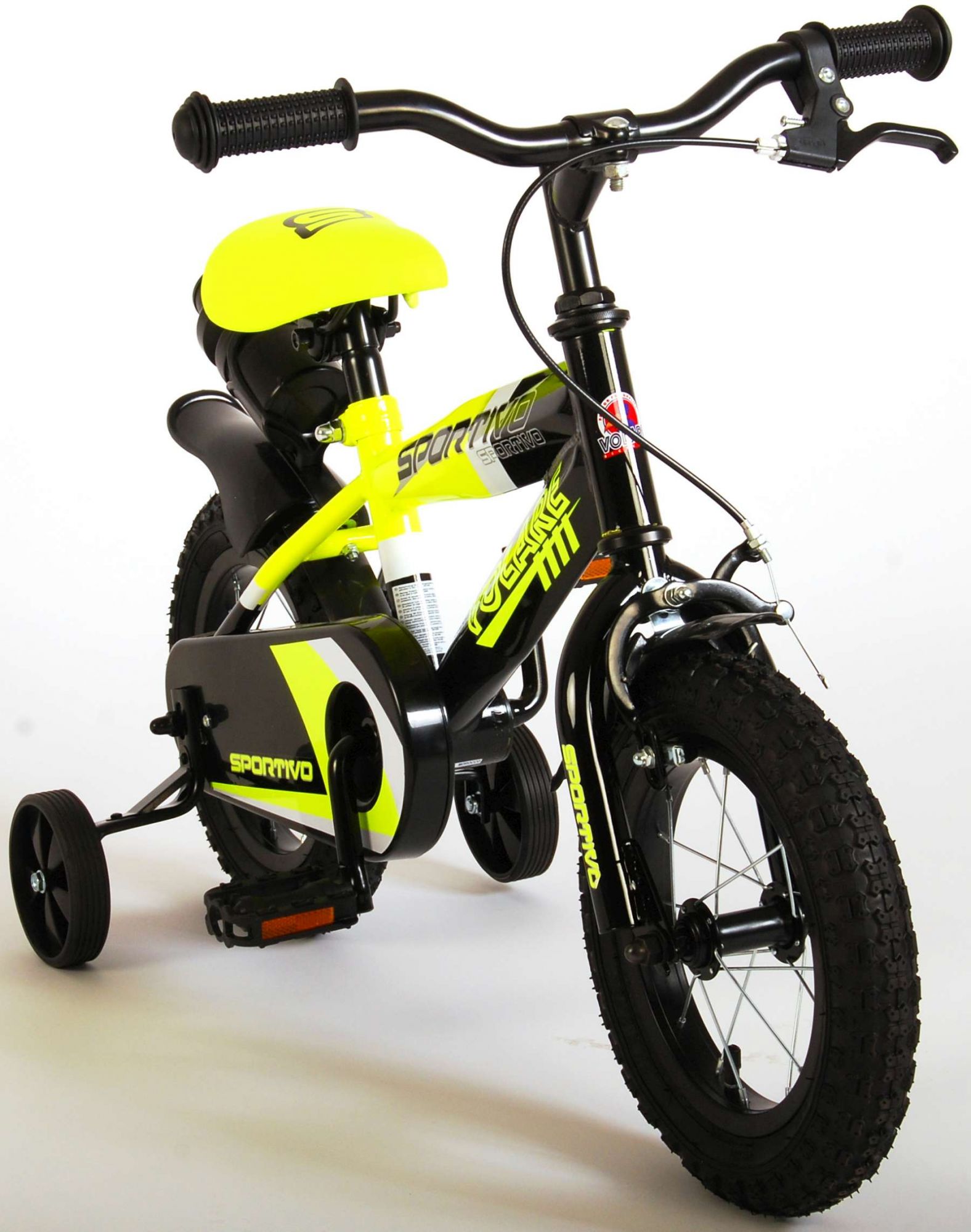 TPFSports Sportivo Kinderfahrrad - Jungen - 12 Zoll - 2 Handbremsen - Neon Gelb