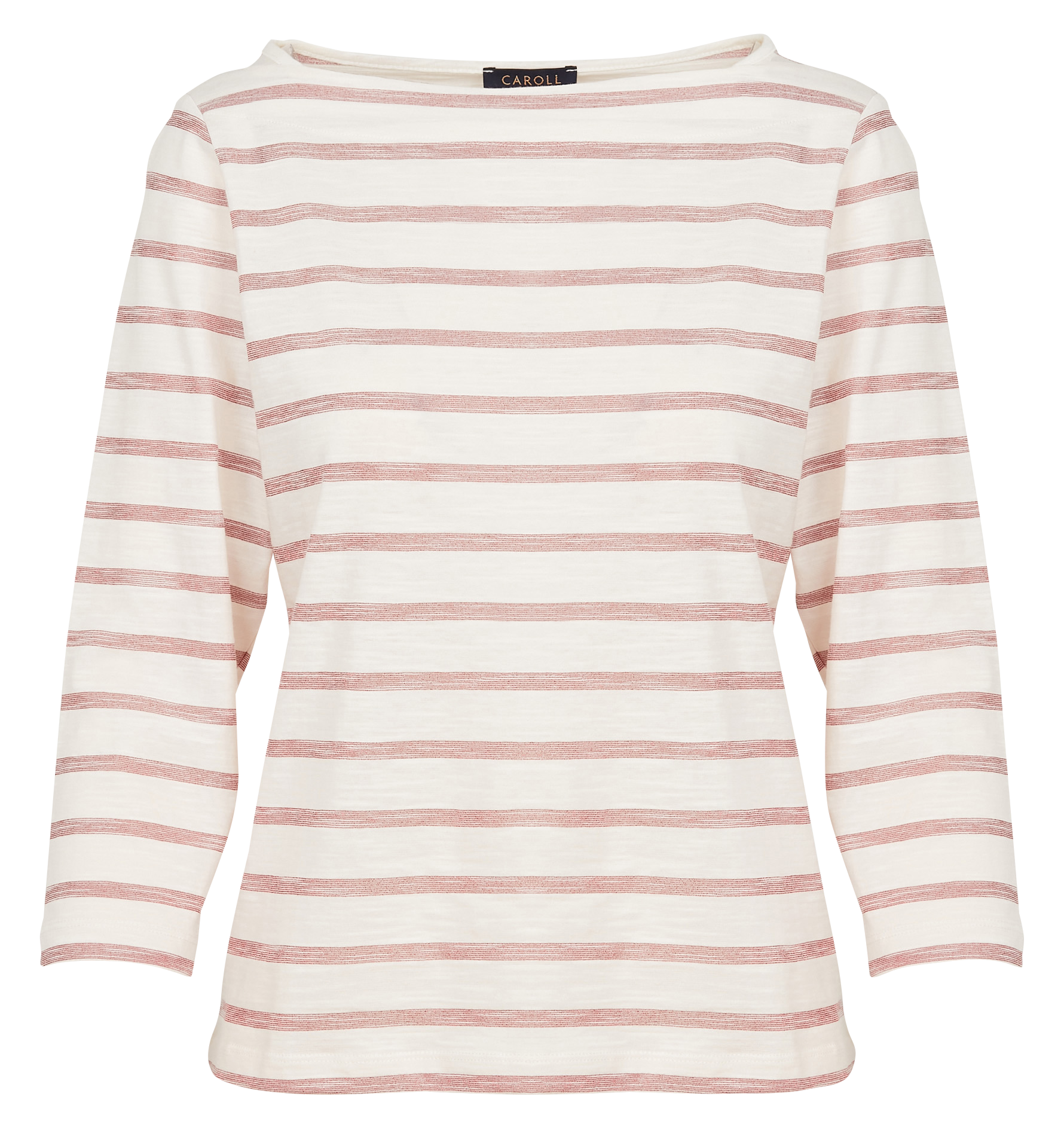 TCLEO - Tee-shirt col bateau rayé en coton | Rouge