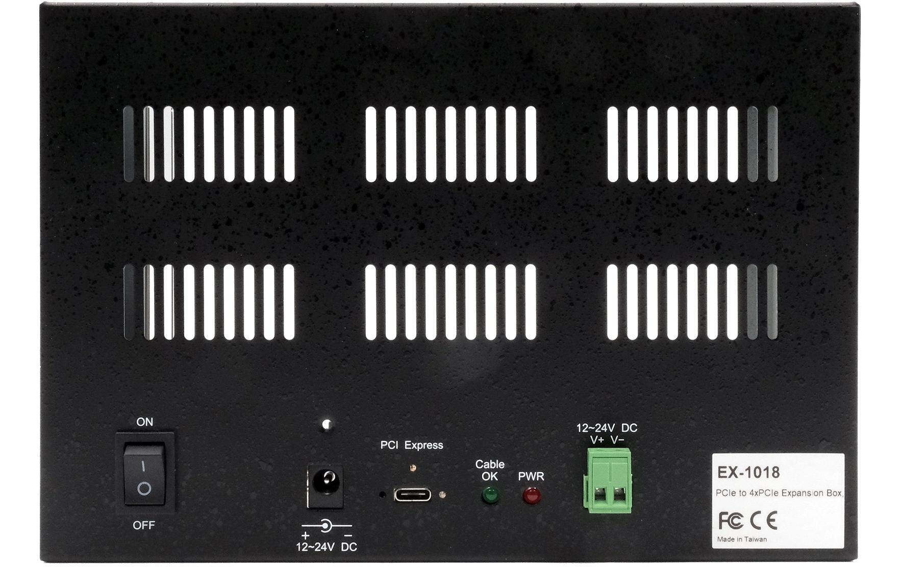 Konverter EX-1018<br>Expansion-Box mit 4x PCIe x1 Slots und PCIe x2 Host Card, für kurze Karten bis 20 cm
