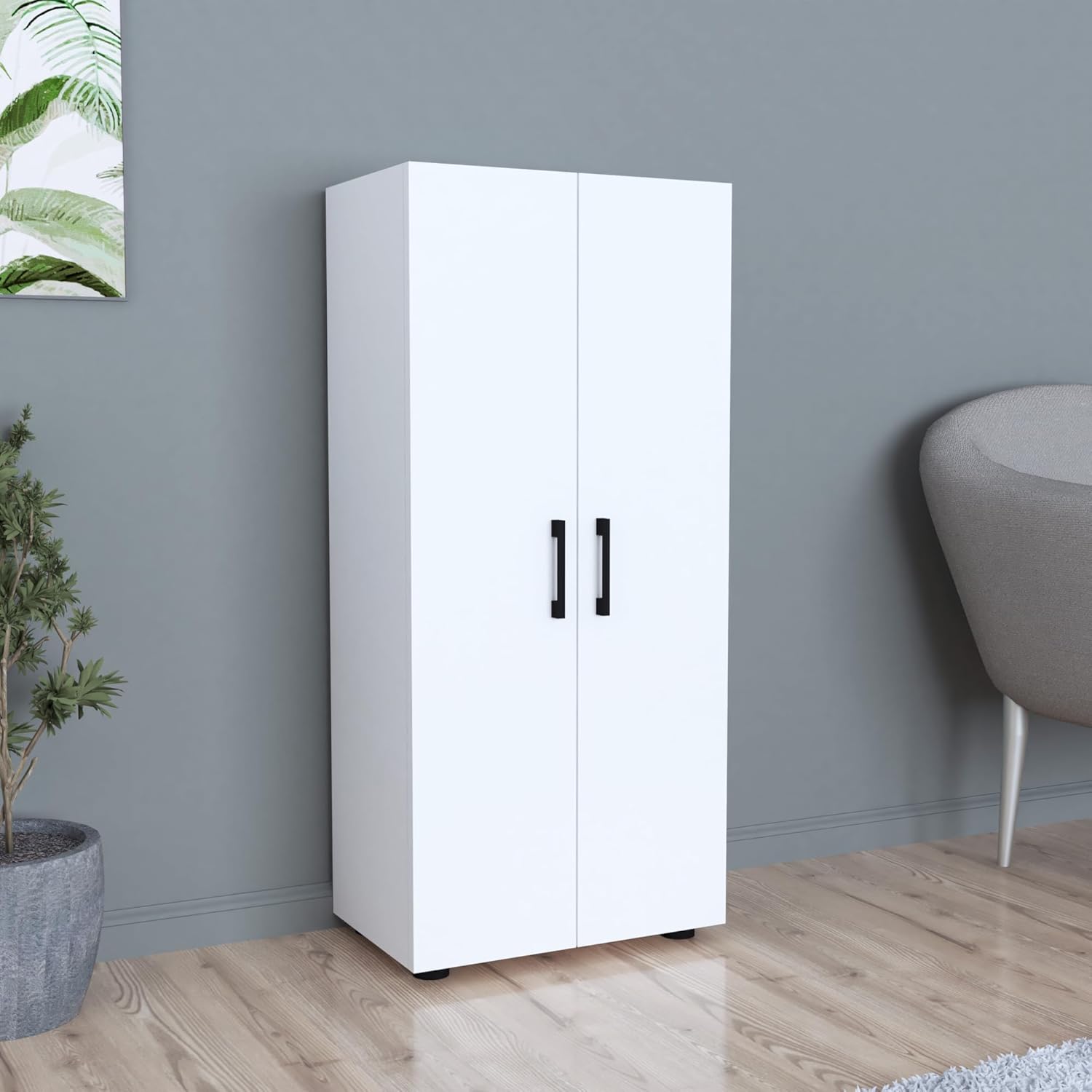 [en.casa] Beistellschrank Åsnes Kommode Wohnzimmerschrank mit 2 Türen und 3 Ablagefächern Aktenschrank Büroschrank Mehrzweckschrank 108 x 49 x 32 cm Weiß