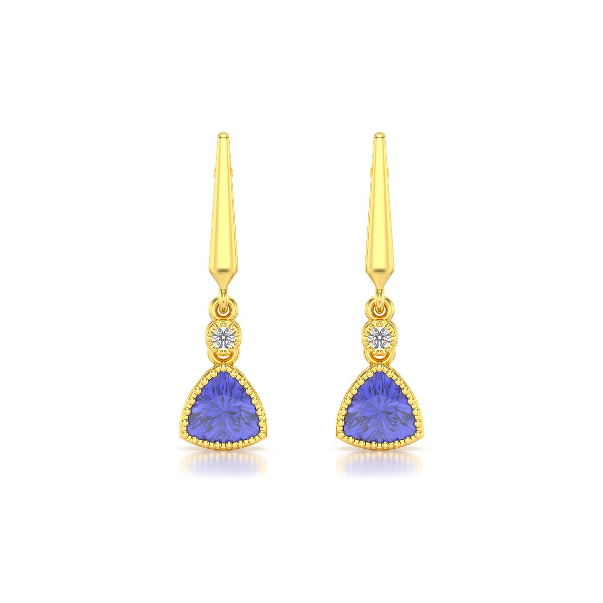Boucles d'oreilles ADEN Or Jaune Tanzanite et Diamant 2.398grs