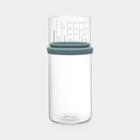 Voorraadbus met Maatbeker 1 liter, Glas - Mint