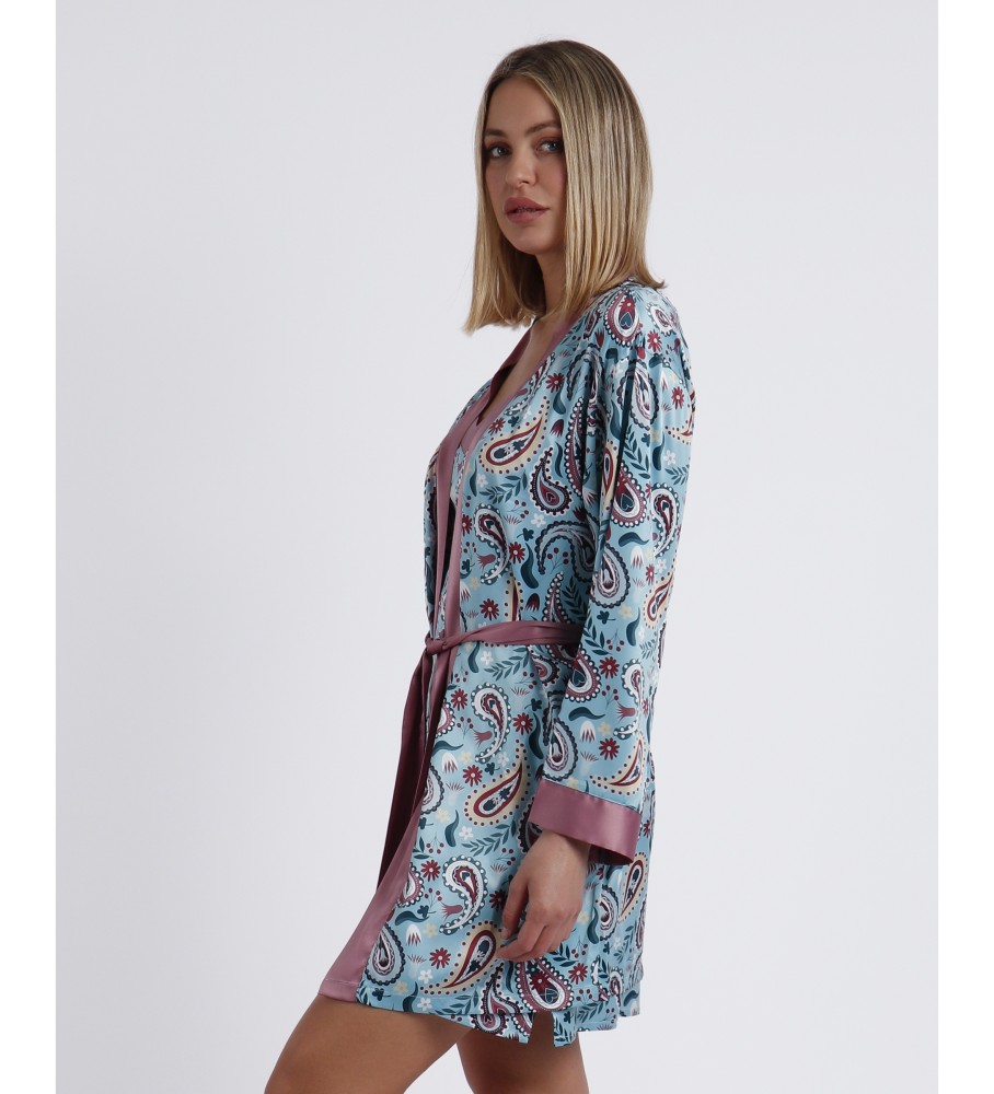 Robe de noiva azul com estampa paisley da Admas Water