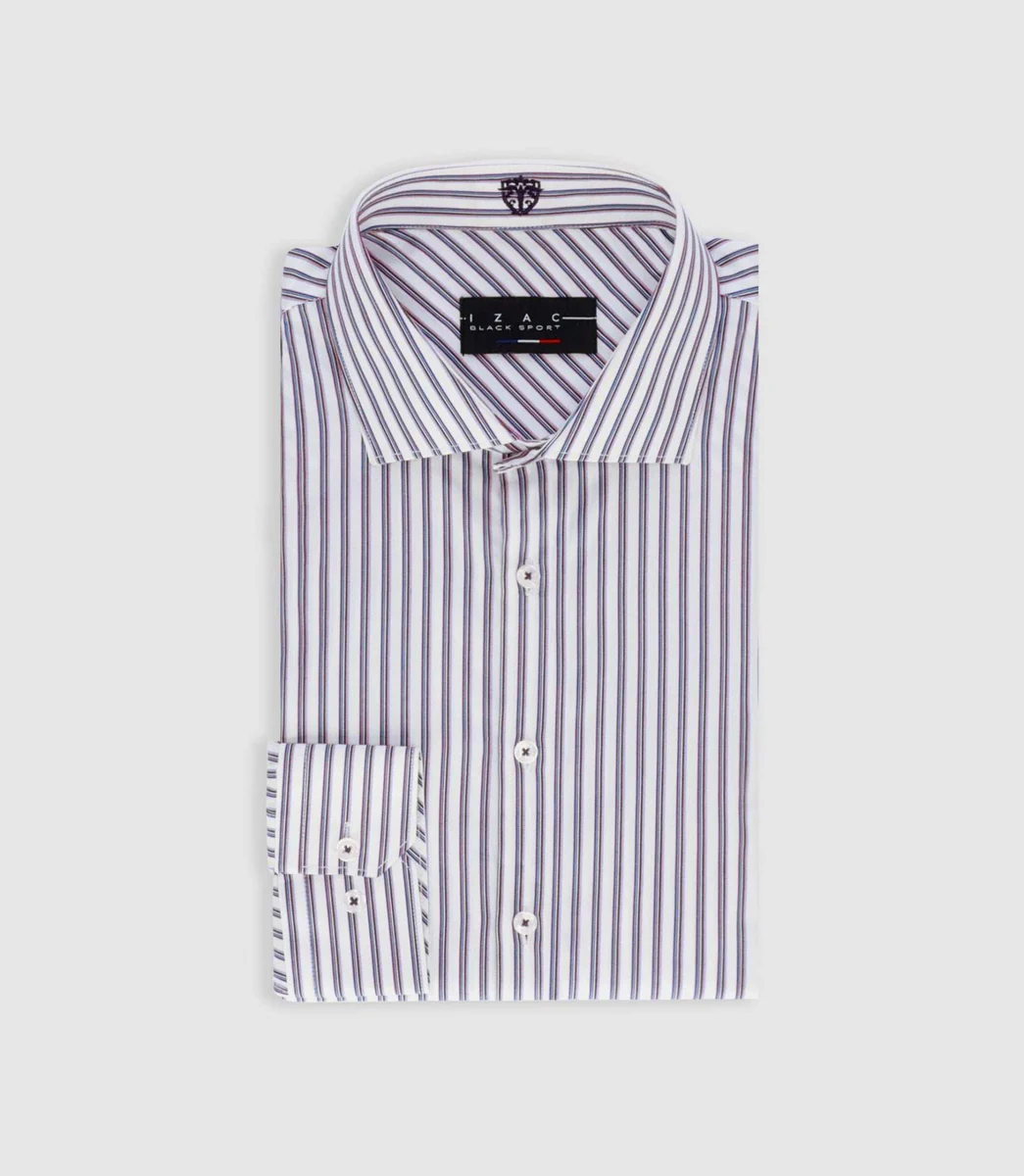 Chemise tissée à rayures bordeaux PELOUSE