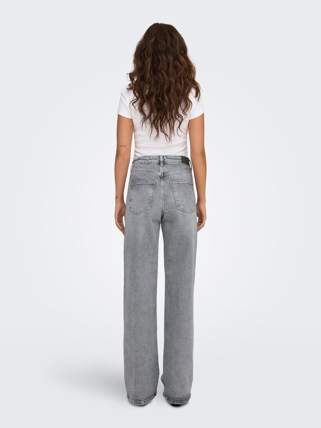 ONLJUICY Hohe Taille Weiter Beinschnitt Jeans Medium Grey Denim