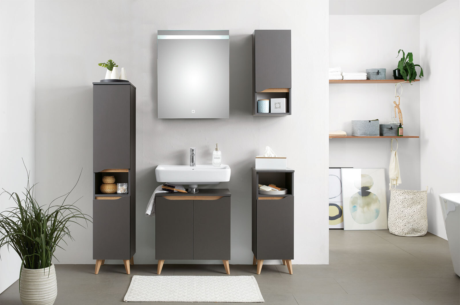 Hängeschrank Serie 357/30 Grau/Braun 30x70x20 cm