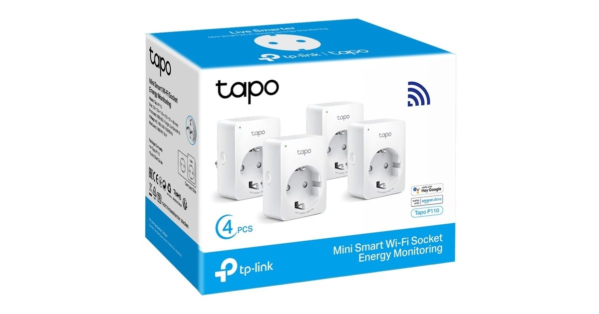 TP-LinkTapo P110 (4-pack) Mini smart wifi-stopcontact schakel stekkerdoos  (Wit, 4 stuks)