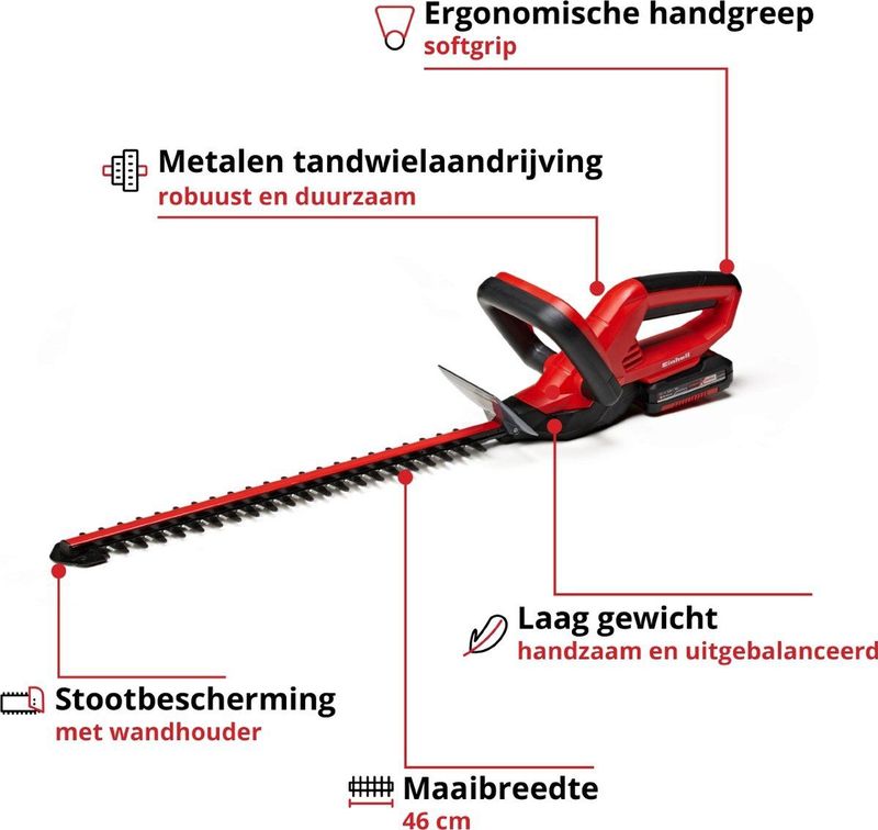 Einhell Accu Heggenschaar GE-CH 1846 Li Kit (1x2,0Ah) Heggenschaar Accu Inbegrepen