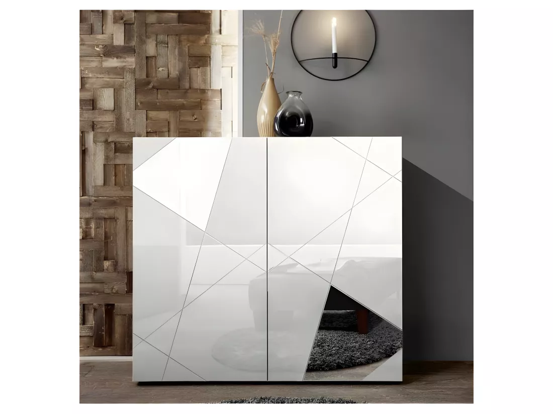 Argentier 2 portes laqué Blanc brillant - METRIA