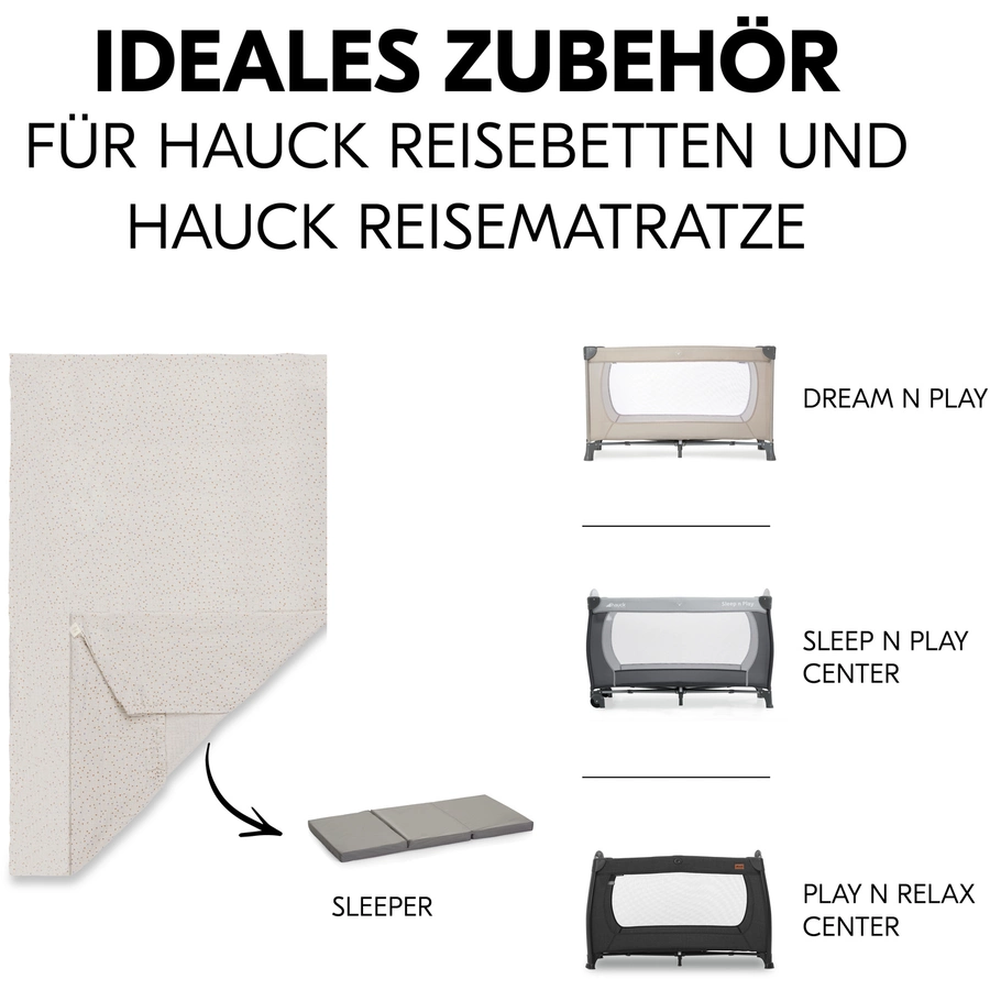 hauck Spannbettlaken für Reisebettmatratzen Beige Dots