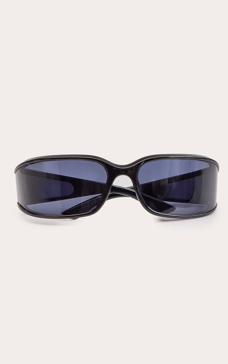Noir Lunettes De Soleil Visière À Écran Enveloppant