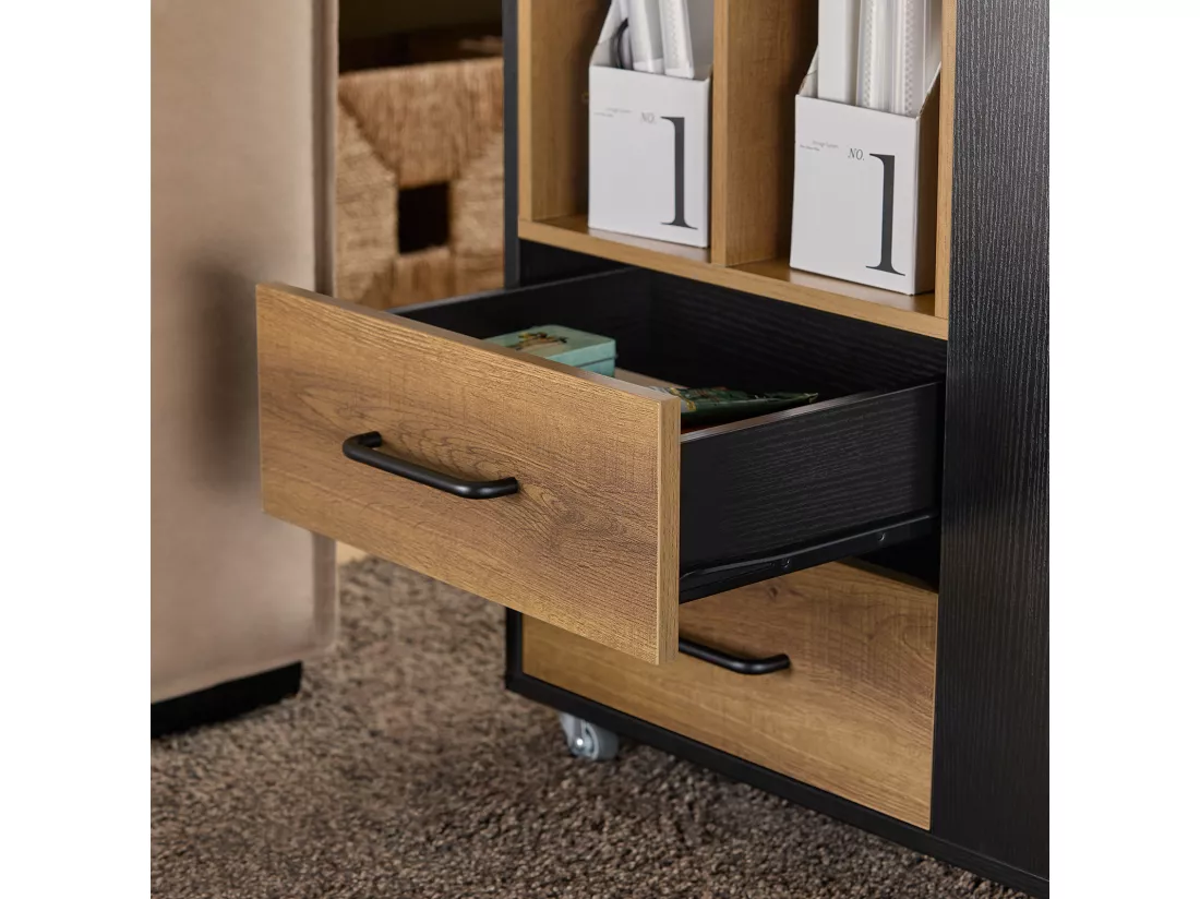 SoBuy ASK01-PF Caisson de Bureau Support Imprimante Roulant Organiseur Bureau Mobile Caisson avec Tiroirs et Compartiments, Meuble de Rangement Bureau - 60x40x75 cm