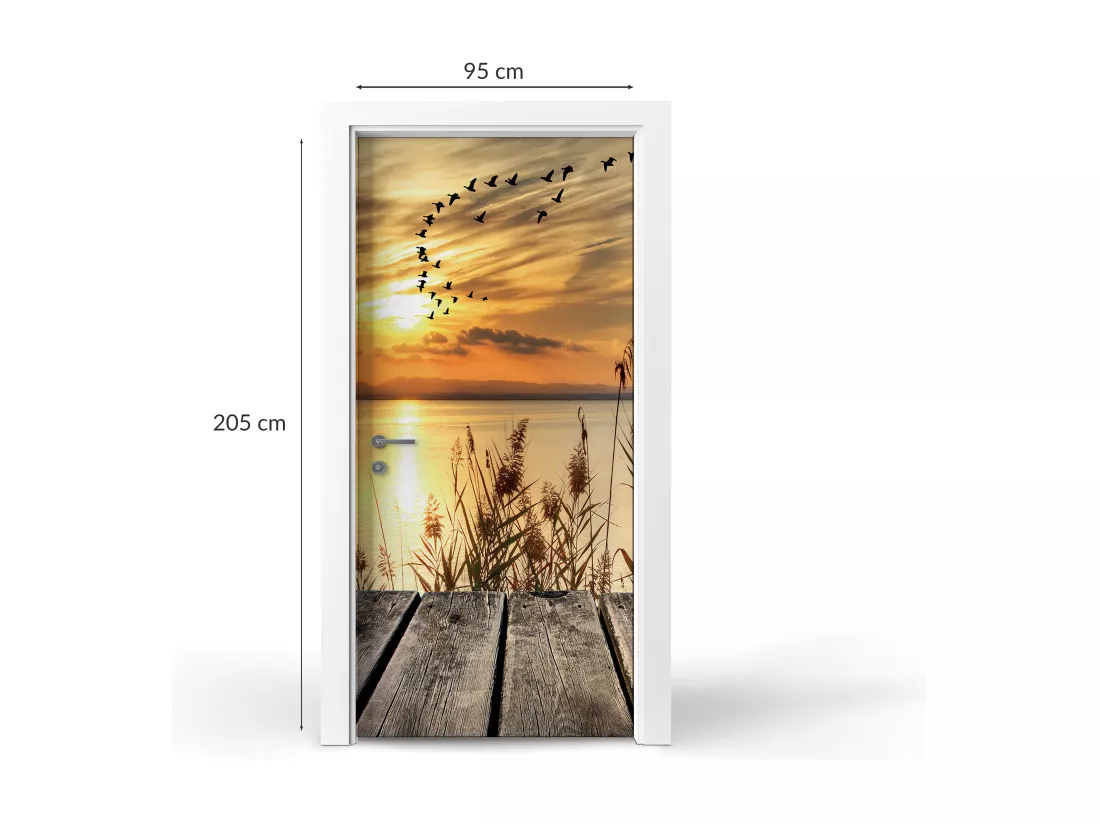 Papier peint photo pour portes intérieures - Coucher de soleil sur le lac 95x205 cm
