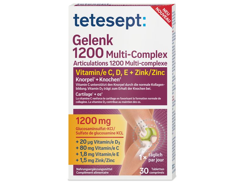 tetesept Gelenk 1200 Multi-Complex 30 Tabletten Nahrungsergänzungsmittel zur Unterstützung der Gelenke