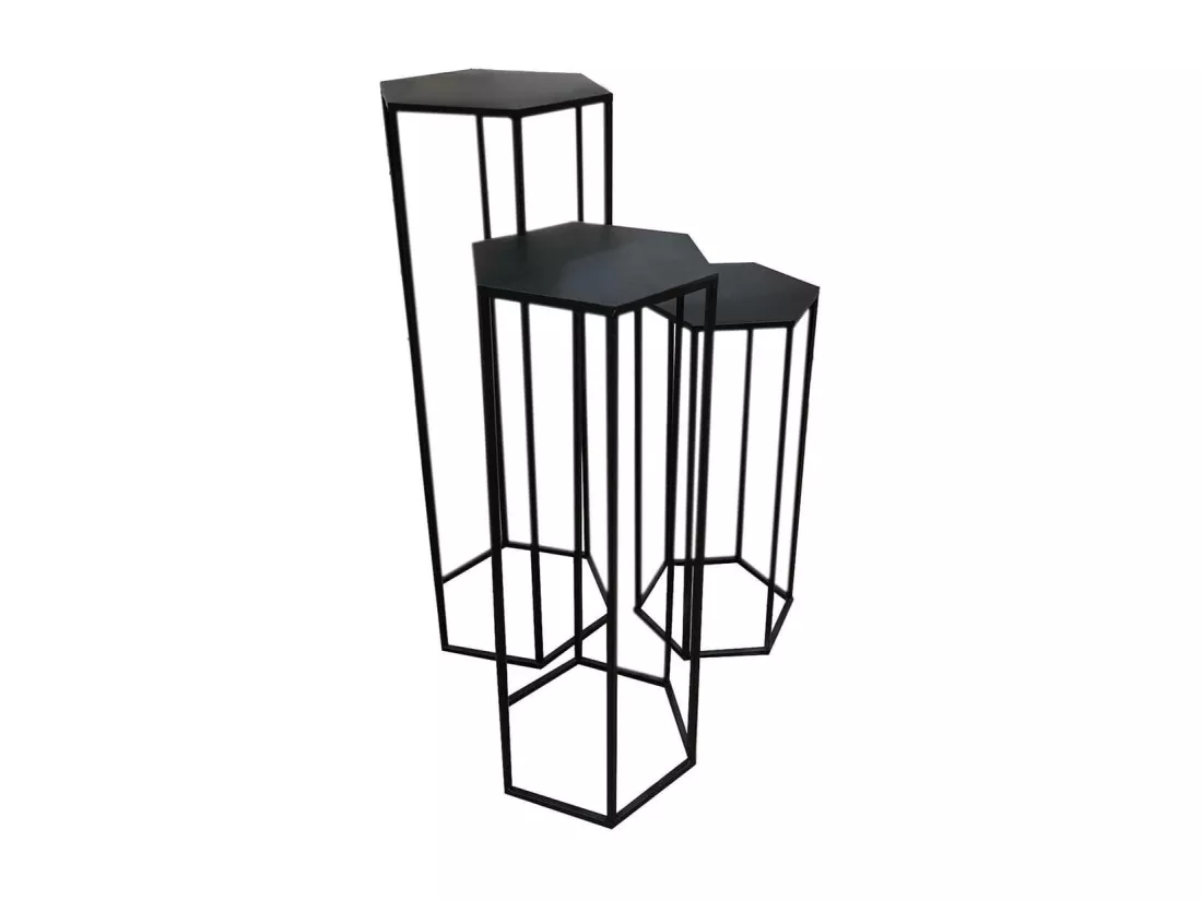 RAZZA - Lot de 3 Sellettes Gigognes Métal Noir
