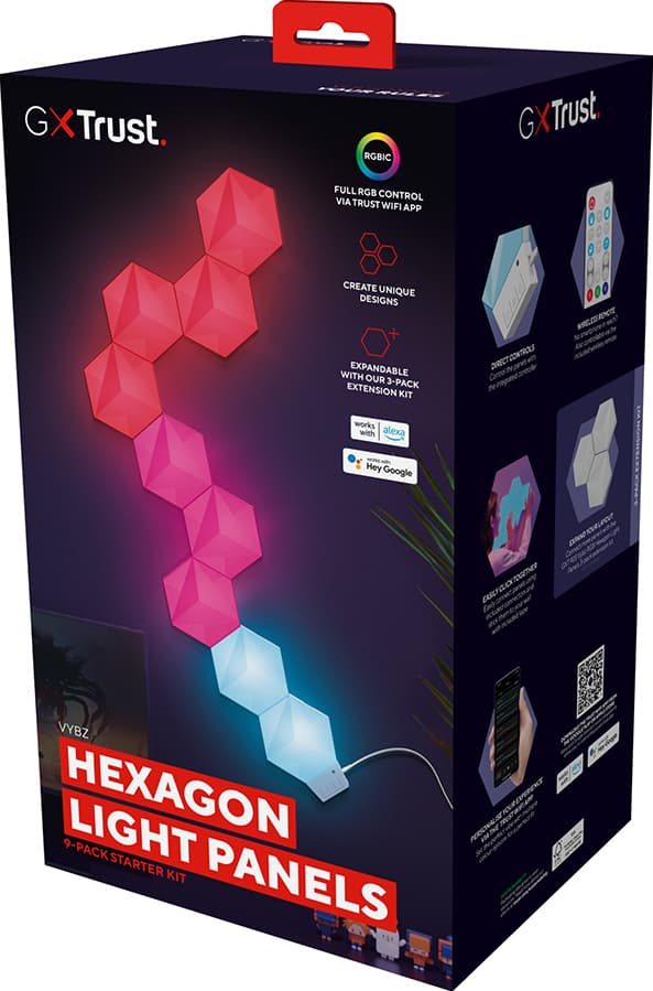 Trust Vybz Hexagon RGB LED-lyspanel-startsæt (pakke 9)