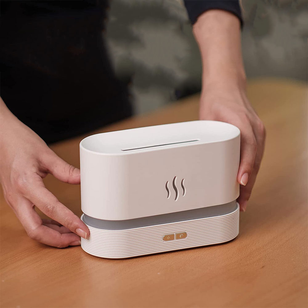 (180ml) USB Luftbefeuchter Flammen Beleuchtung Aroma Öl Diffuser mit LED Beleuchtung - Weiss