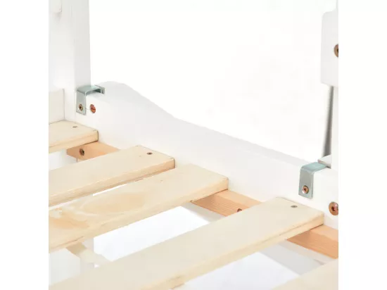 Lit superposé avec toboggan - 90x200cm + 90x100cm - en bois massif - Blanc