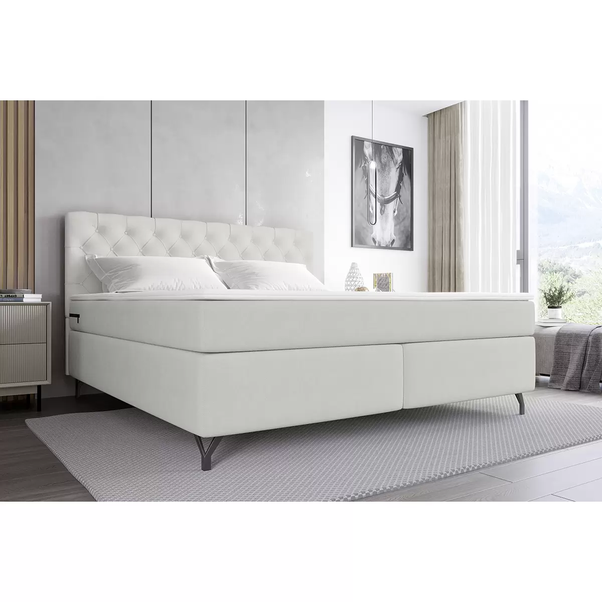 Boxspringbett Reno 140x200 Hellgrau