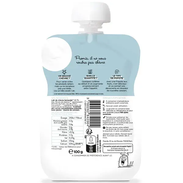 Popote Gourde Brassé Chèvre Nature 100g