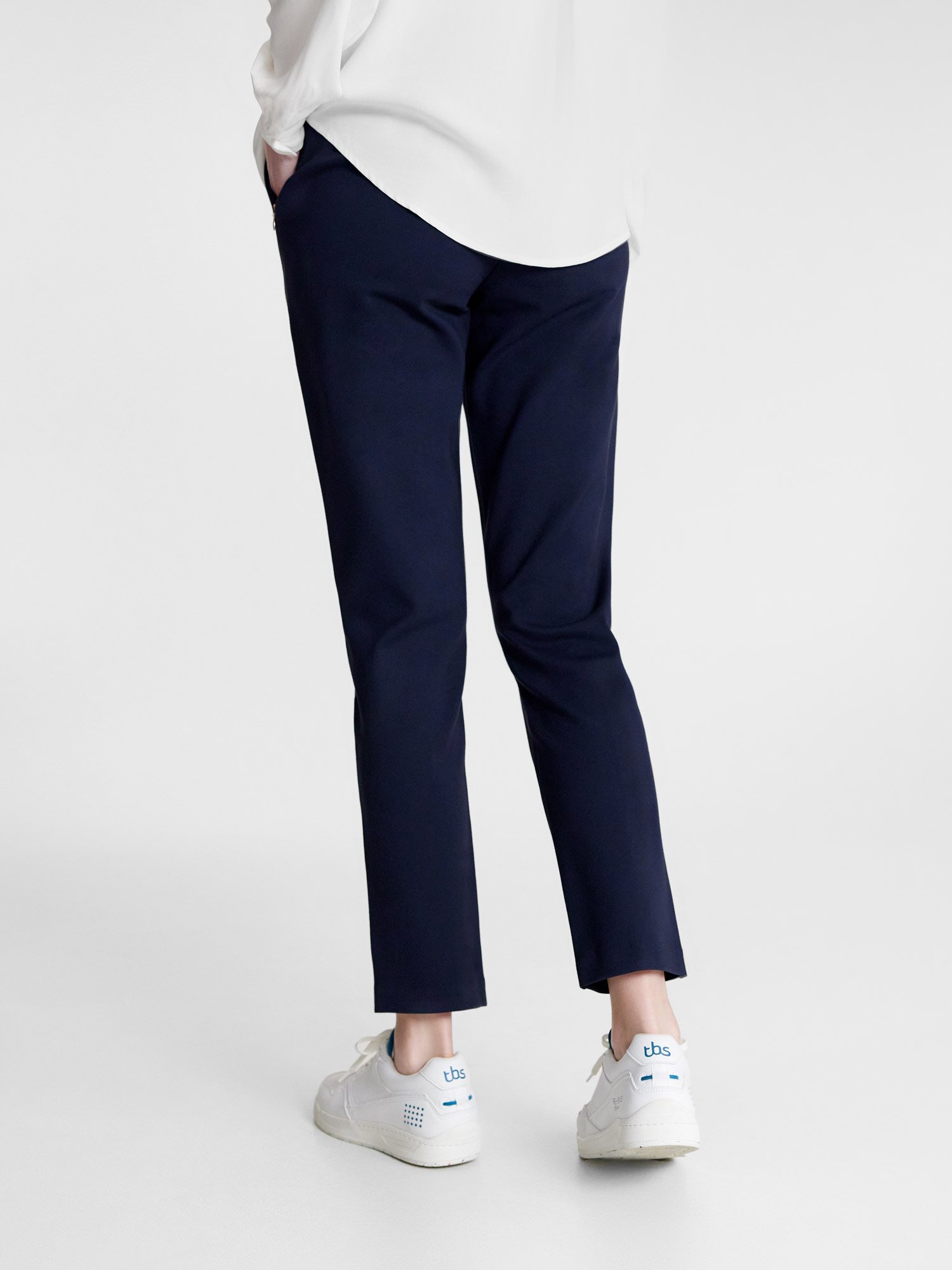 Pantalon Chino Femme Stretch Marine