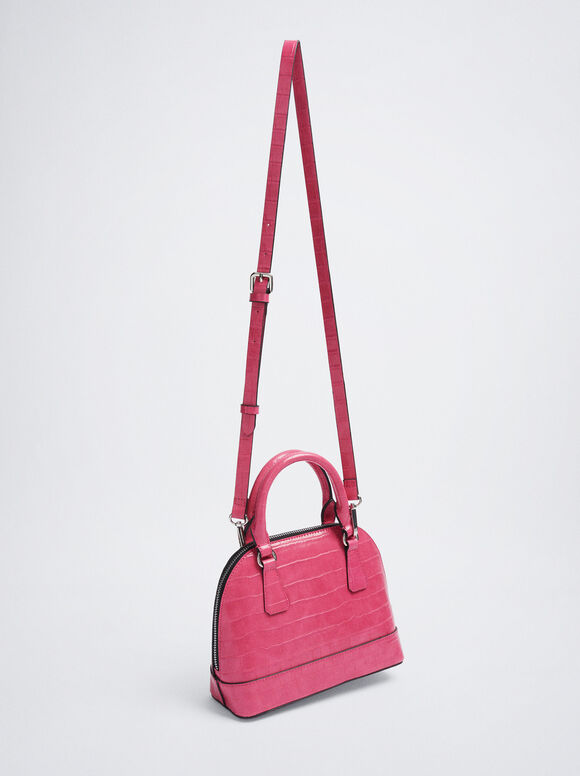 Bolsa transversal com estampa animal - Rosa