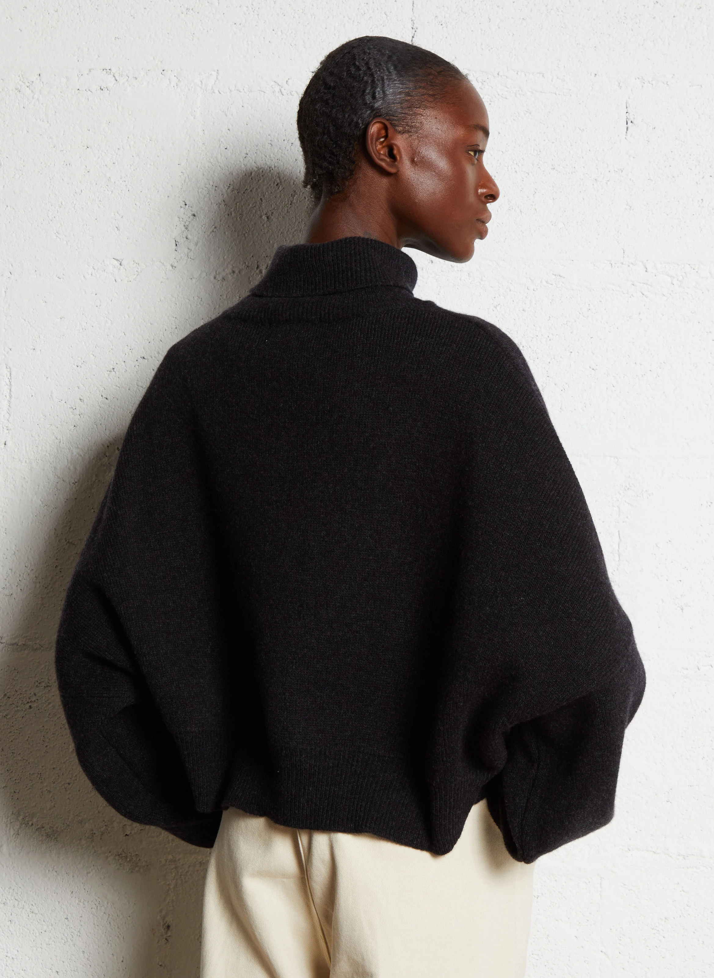 ANDY - Col roulé ample en laine mérinos | Gris