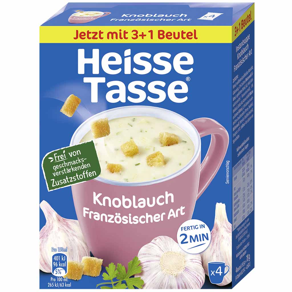 Erasco 36x Heisse Tasse Knoblauch á 19,6g=705,6g MHD:28.4.26