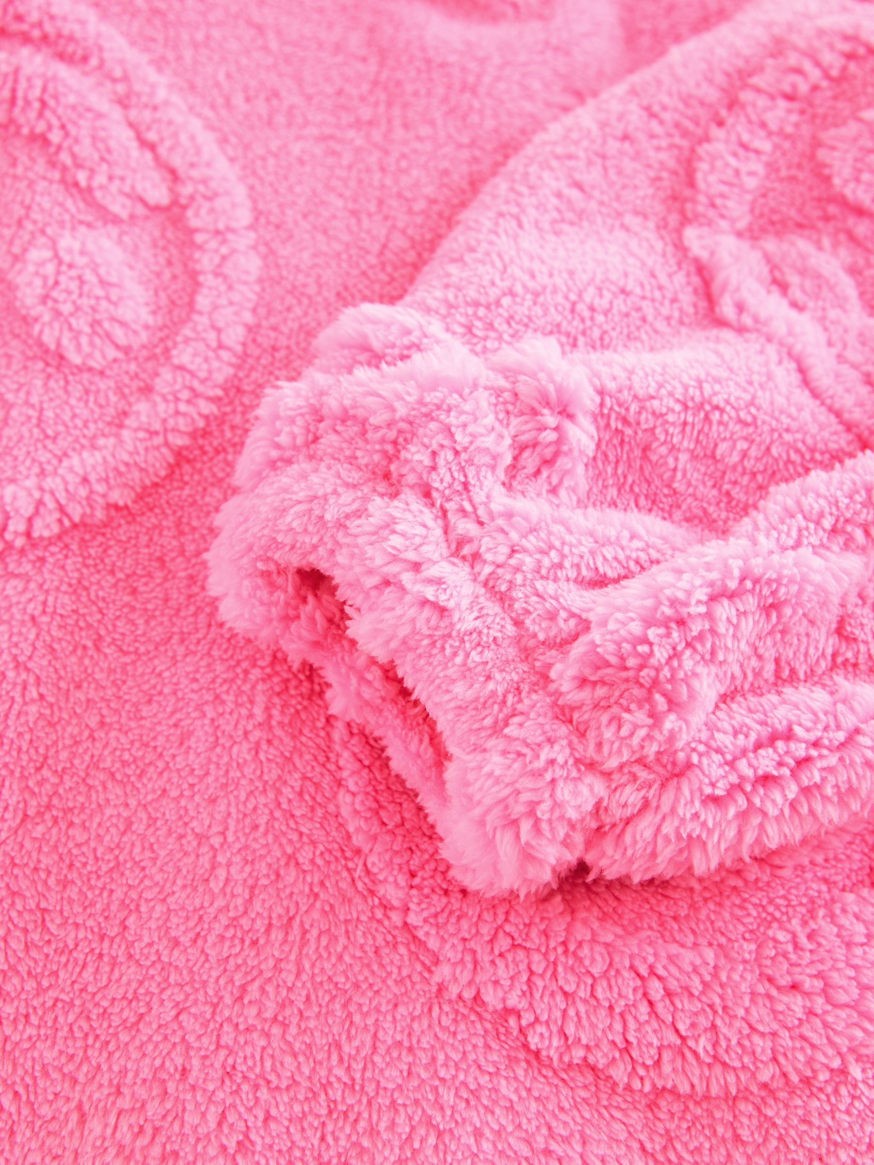 Roze - Jacquard fleecedeken met vrolijk gezicht, cropped en met capuchon (3-16jr)