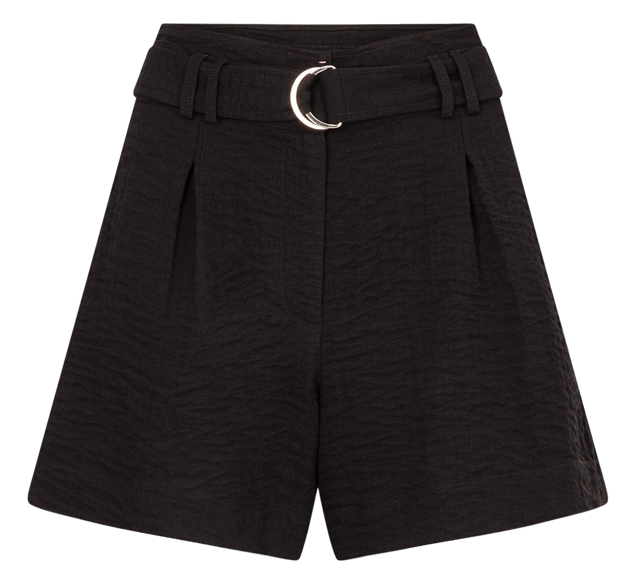 SHANZI - Short large ceinturé taille haute | Noir
