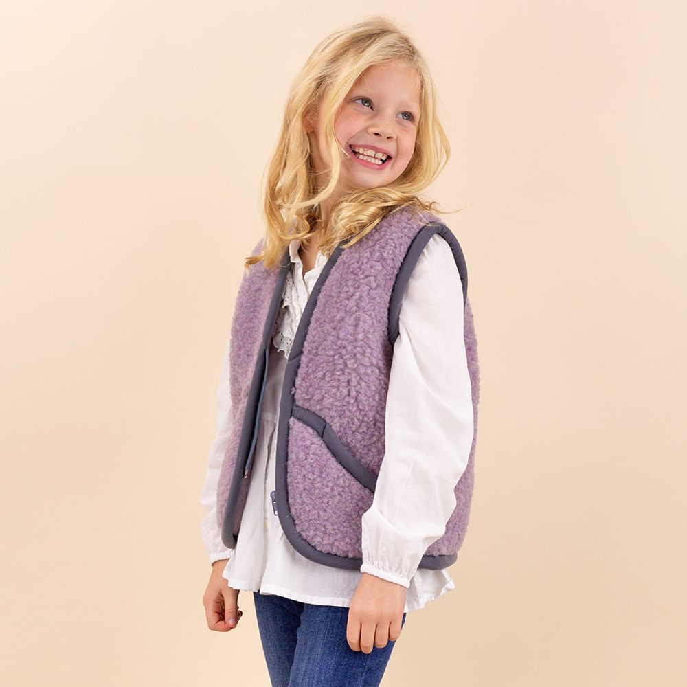 Moonrise kids wollen vestje met rits paars
