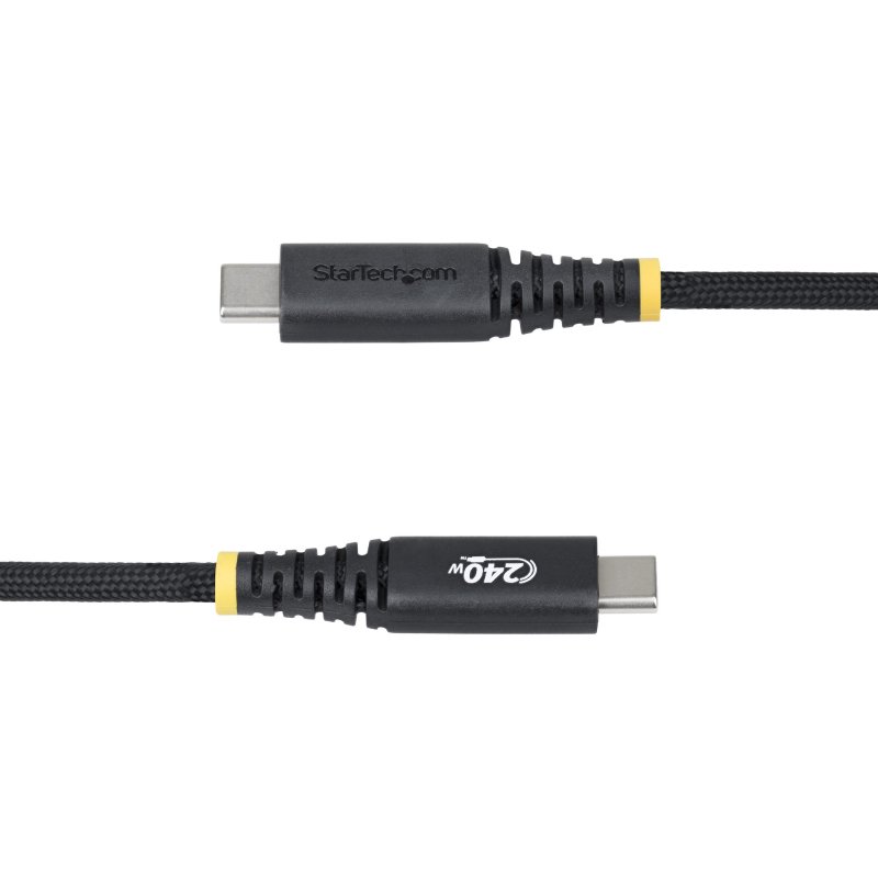 StarTech.com Câble de Charge USB-C de 2m, Durable et Ultra-Flexible, Verrouillage à Vis Latéral, PD EPR 240W (5A), Câble de Recharge USB 2.0 pour PC, Certifié USB-IF, Cordon USB-C Robuste
