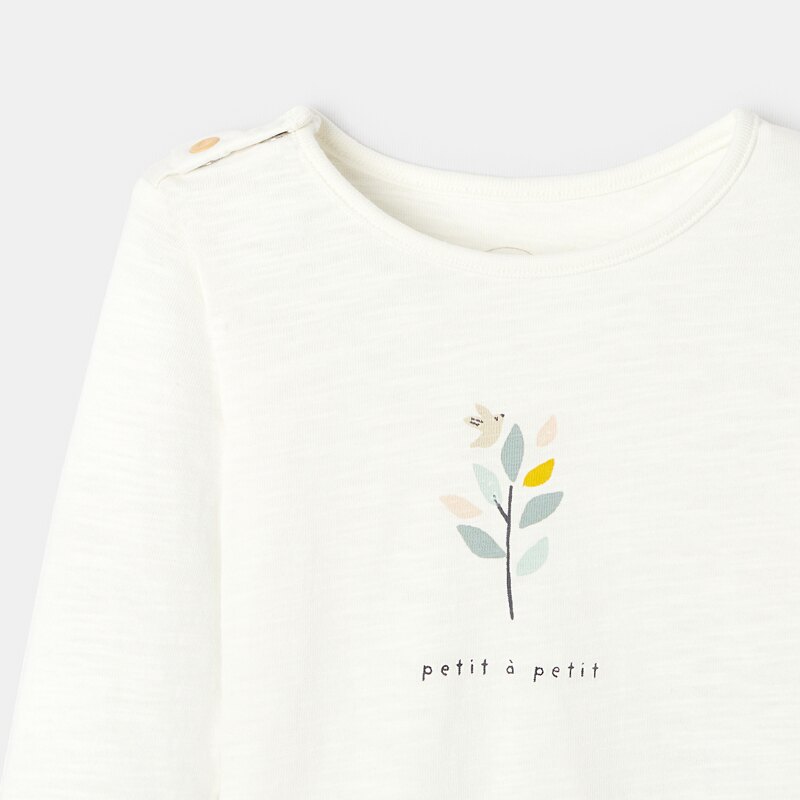 T-shirt manches longues motif blanc naissance Absorba Blanc