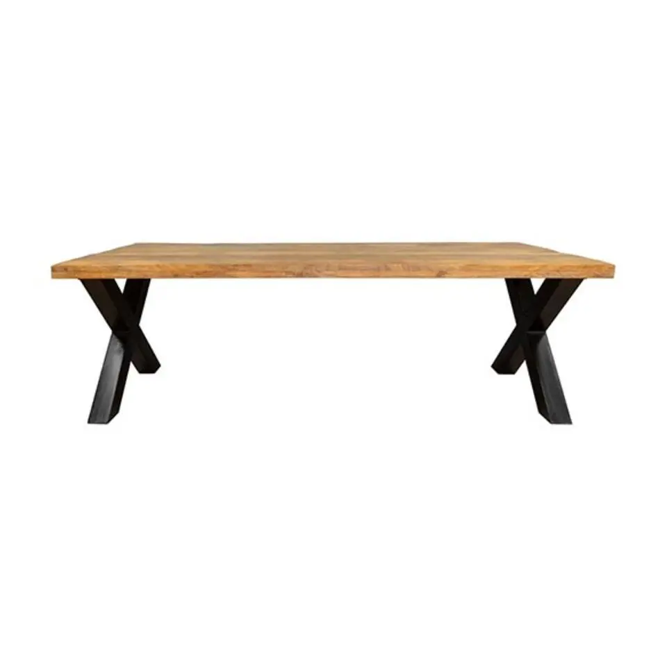 Furndea Morada eettafel industrieel rechthoek X poot mangohout - 76x100x200 cm