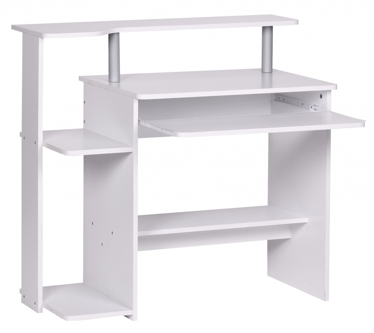 KADIMA DESIGN Computertisch: Zeitloses Design, Stauraum, Tastaturauszug, Spanplatte, Weiß.