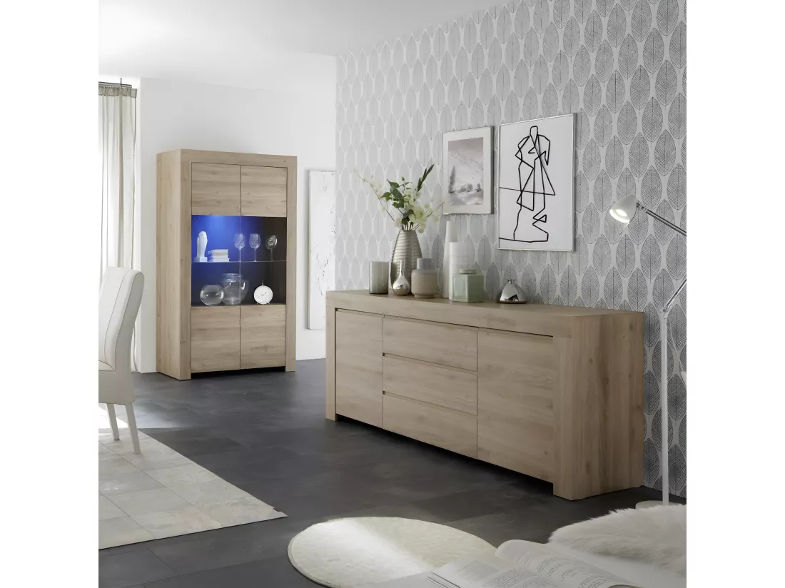 Vaisselier 2 portes en verre sans éclairage H186 cm - Firenze
