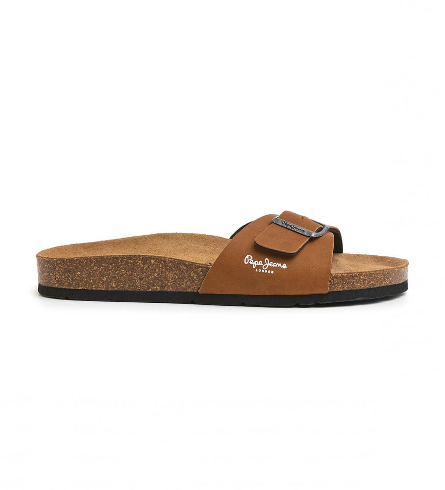 Sandálias Pepe Jeans Bio Single Kansas, marrom claro