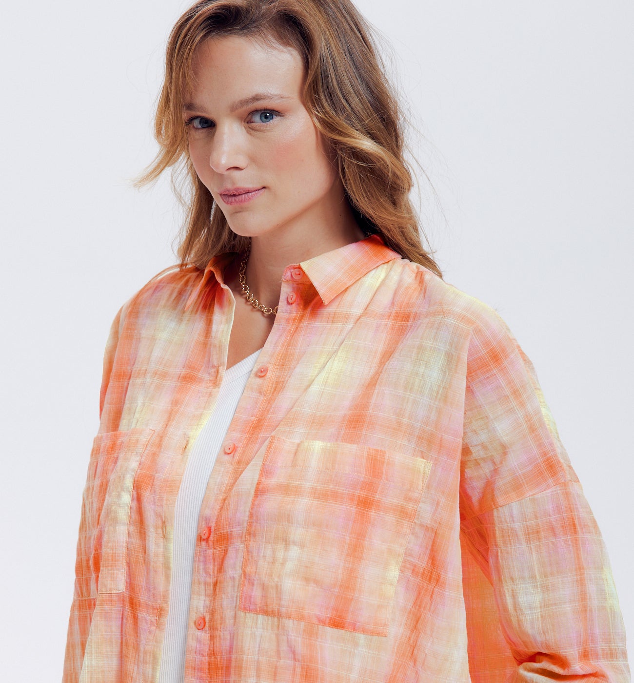 Maxi-chemise à carreaux Femme - Carreaux multicolores