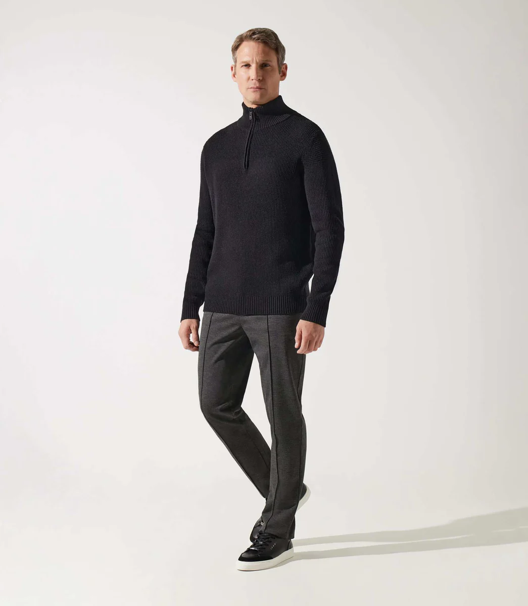 Pull col zippé camionneur noir