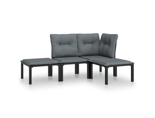 LES TENDANCES - Salon extérieur Salon de jardin-noir-4 places-62x62x68-490346