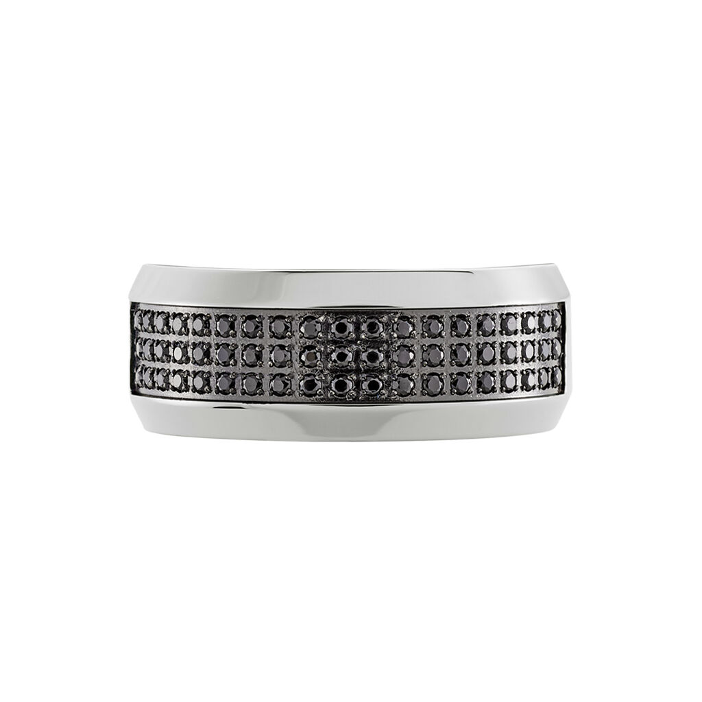 Bague Acier Blanc Tdeg Oxydes De Zirconium