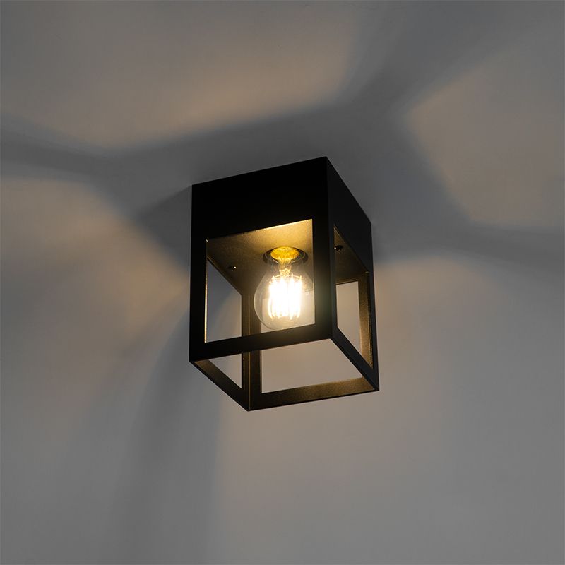Moderne plafondlamp zwart kubus - Cela