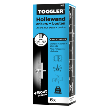 Toggler Hollewandanker 10-92 mm M6 + bouten 6 stuks