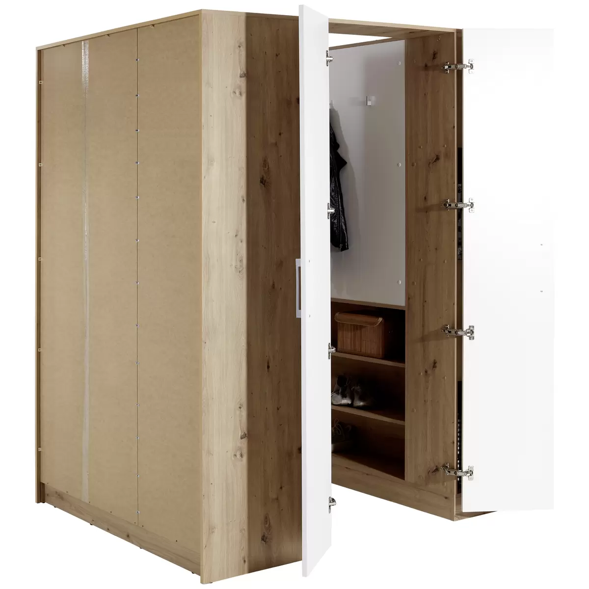 Eckschrank Box weiss,Eiche