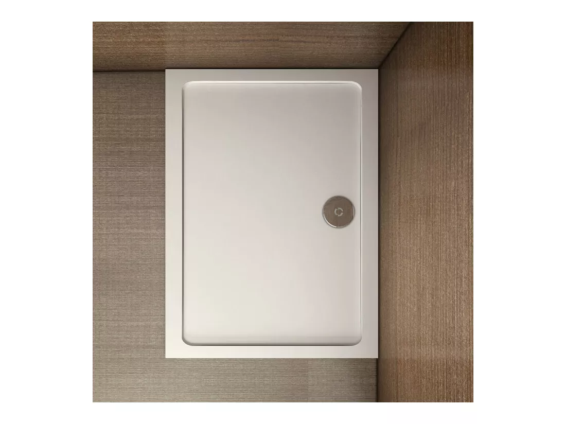 Receveur de douche blanc 80x70x3cm rectangulaire, Extra-plat, gel coat, bac à douche anti-dérapant Modèle Classique