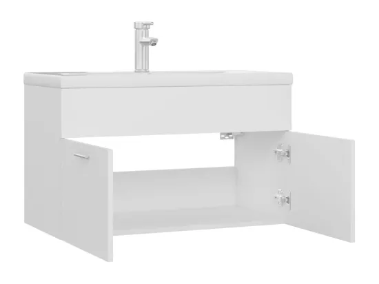 Armoire d'évier avec lavabo intégré Blanc Aggloméré