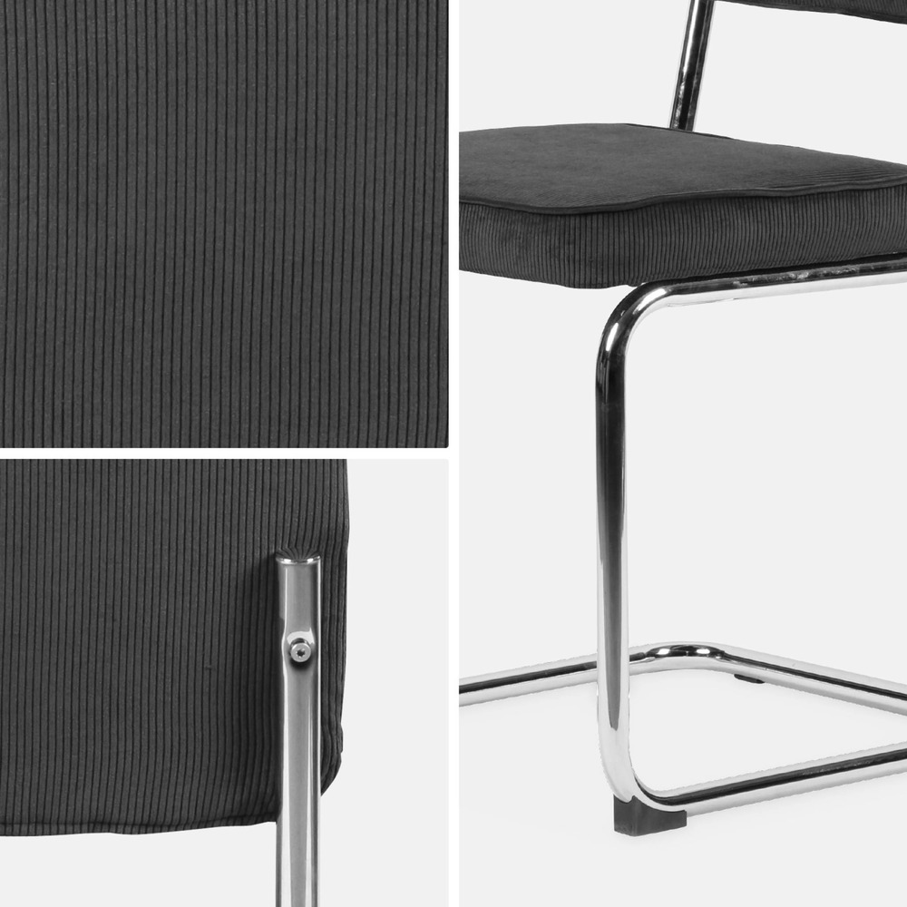 Lot de 2 chaises cantilever velours côtelé gris foncé l46 x p54.5x h84.5cm